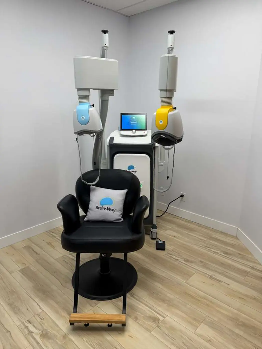 The BrainsWay Deep TMS device and treatment chair at the San Diego clinic